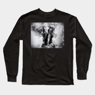 Powerful African Elephant - Black and White Watercolor Long Sleeve T-Shirt